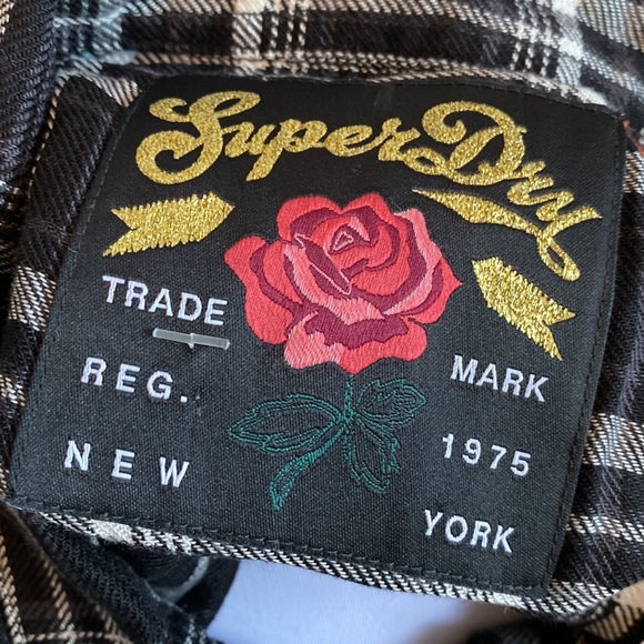 SuperDry Maya Supersize Shirt Black White Check - Picture 10 of 10